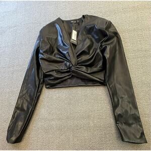 Nasty Gal Collection Womens US 6 Faux Leather Twist Front Crop Top